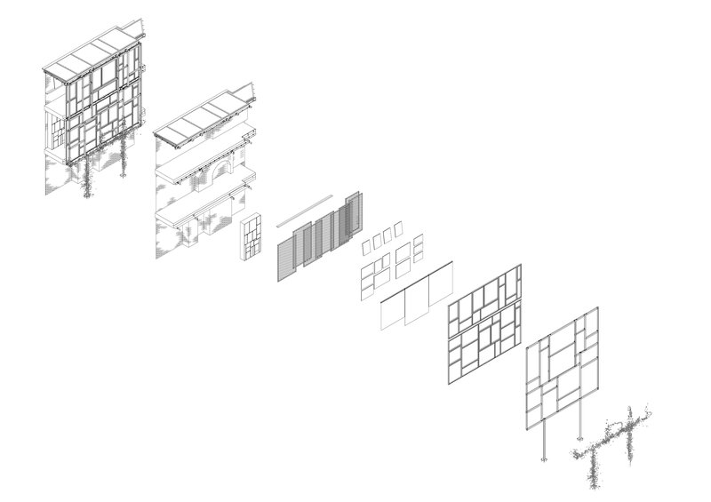 The Layered Gallery - exploaded axonometric